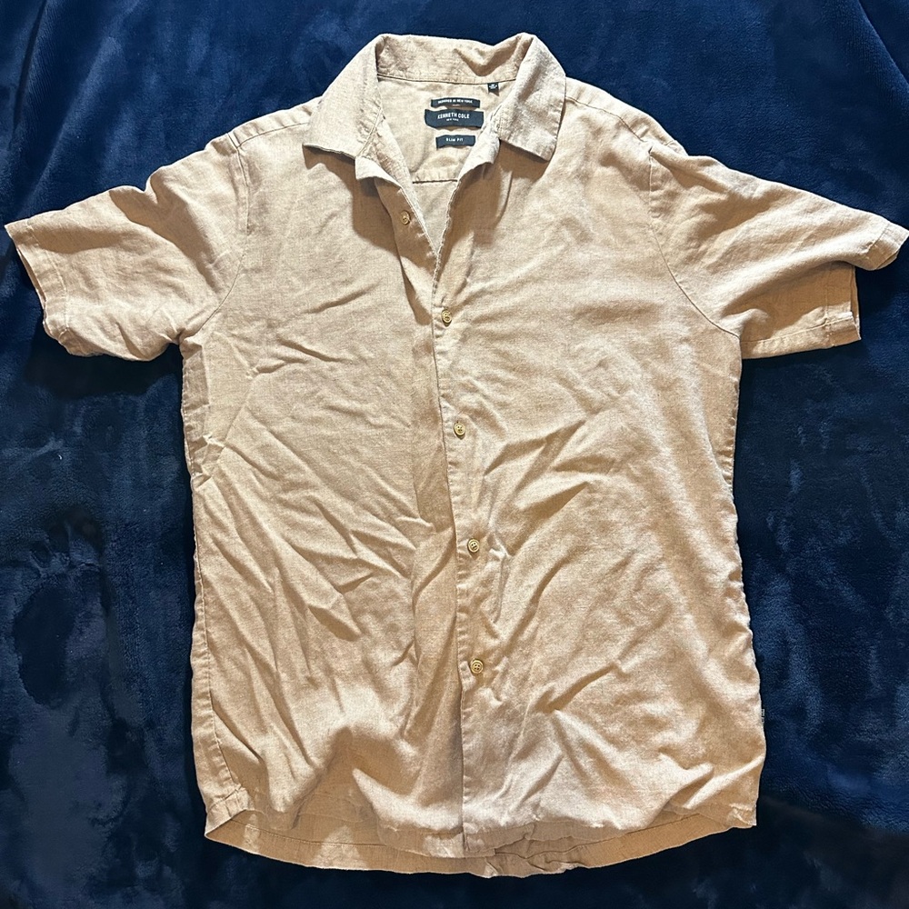 Kenneth Cole Light Tan Casual Button Down Shirt